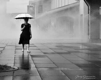 Photography LADY WITH UMBRELLA  photograph Wujie Taiwan black and white photo print wall decor