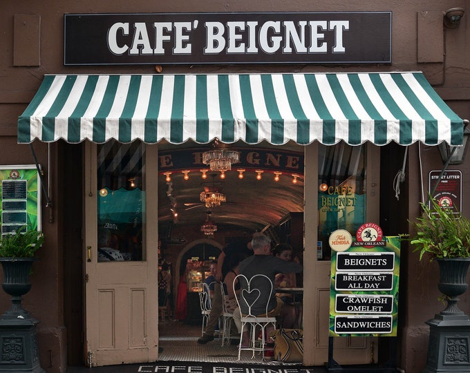 New Orleans CAFE BEIGNET on Royal Street French Quarter Nola Canvas Acrylic and Photo Square Prints