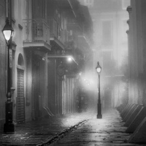 Photography New Orleans PIRATES ALLEY Foggy Morning. Black and white French Quarter Photo Photograph picture