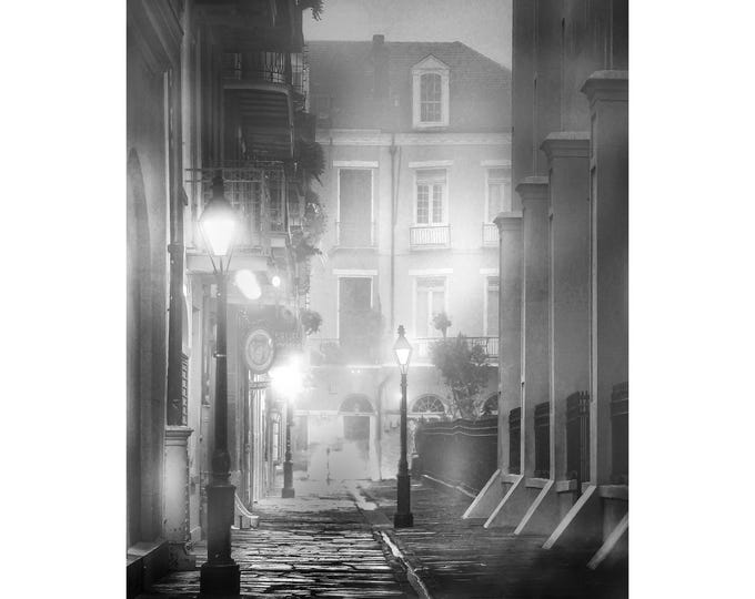 New Orleans Photo PIRATES ALLEY Foggy Morning 2 Black and white French Quarter Photo Photograph picture
