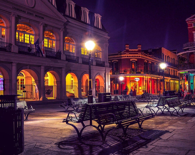New Orleans Photography JACKSON SQUARE and MURIEL'S 3 at night, French Quarter Photo Pictures Fine Art travel