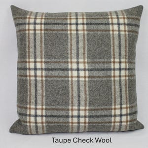 Taupe Grey Check Wool Cushion Cover Abraham Moon Arncliffe Design British Made Wool Cushion Pillow Cover Plaid Tartan Check Wool