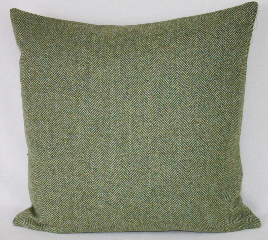 Dark Sage Green Herringbone Wool Abraham Moon British Made Wool