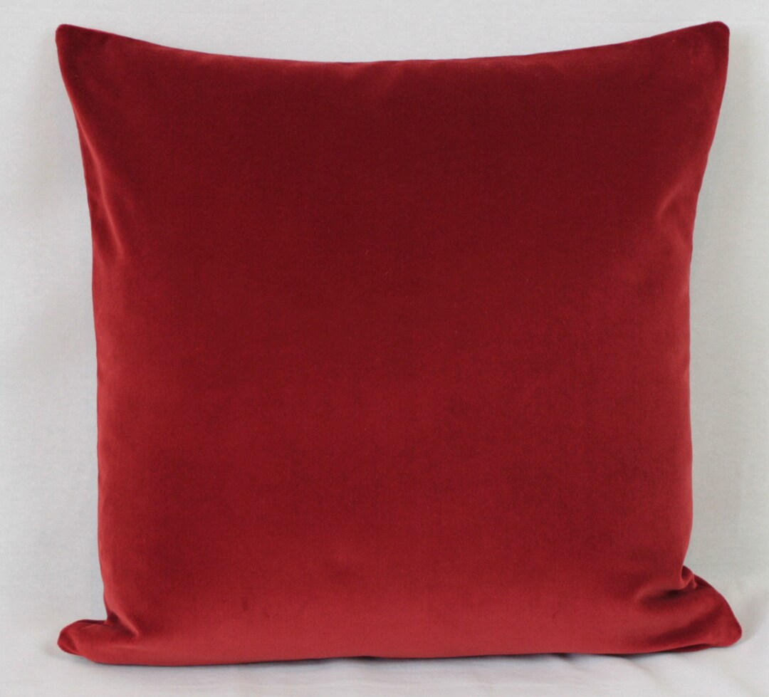 Rust Red British Cotton Velvet Cushion Pillow Cover Square Rectangle ...