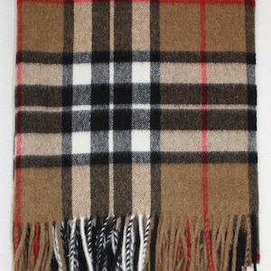 Bronte By Moon for Highland Tweed Lambswool Camel Thompson tartan Check Small Throw Knee Blanket Scarf Shawl