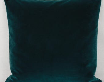 Fodera per cuscino rettangolare/lombare in velluto di cotone britannico color blu petrolio - Qualità superiore
