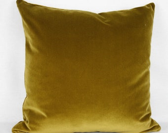 Honey Gold Mustard British Cotton Velvet Cushion Pillow Cover Square Rectangle Lumbar - Superior Quality
