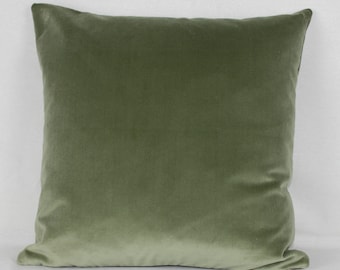 Sage Green British Cotton Velvet Cushion Pillow Cover Square
