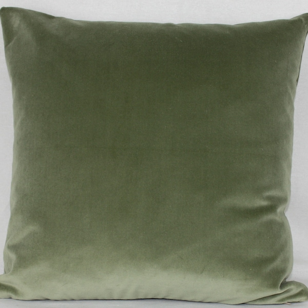 Coussin lombaire carré rectangle vert sauge en velours de coton britannique - Qualité supérieure
