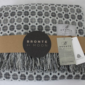 Bronte by Moon Milan Design Grey Merino Lambswool REVERSIBLE Throw Blanket