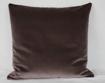 Funda de cojín de terciopelo de algodón británico, cuadrada, rectangular, lumbar, color topo, beige y marrón - Calidad superior