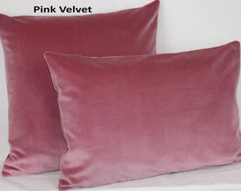 Pink British Cotton Velvet Cushion Pillow Cover Square Rectangle Lumbar - Superior Quality