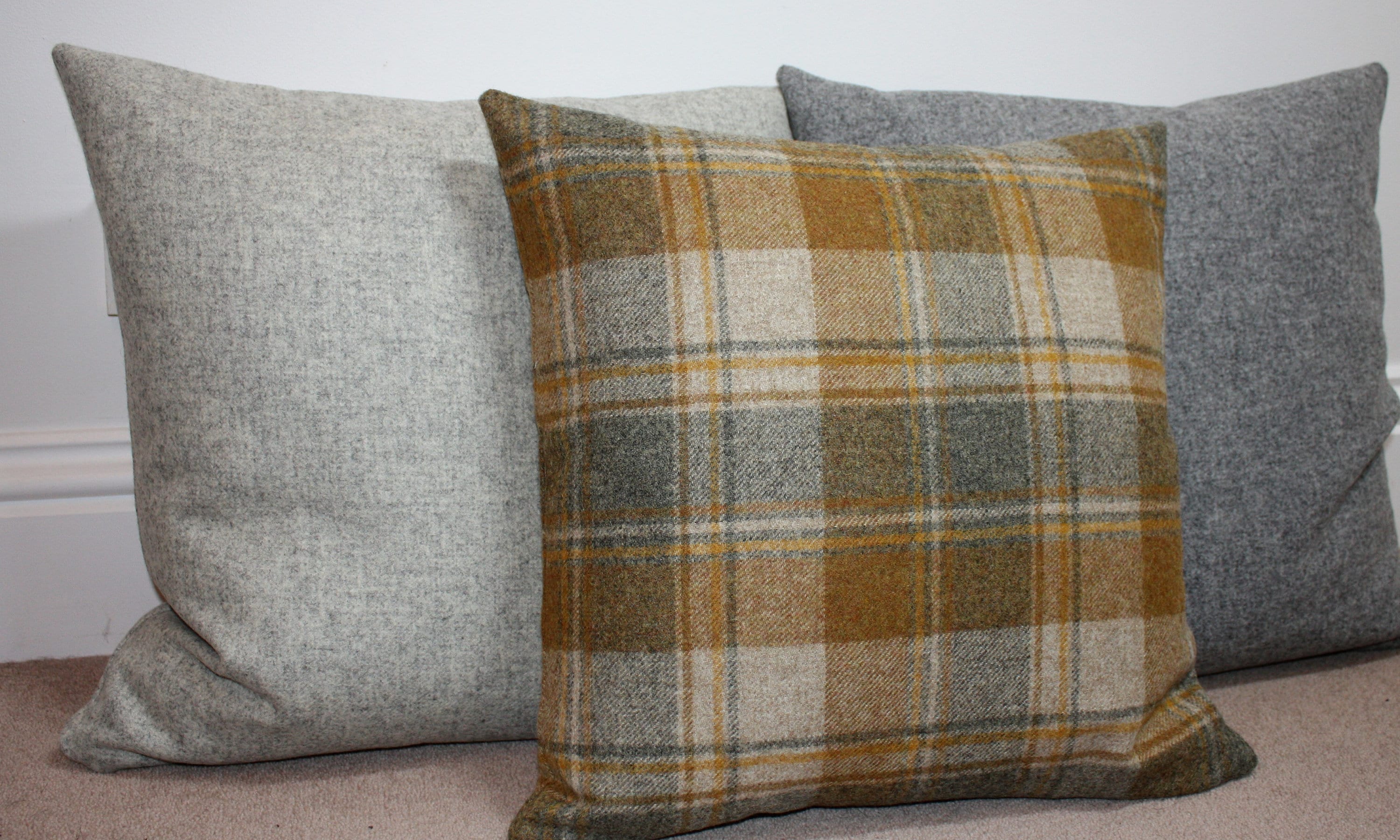 Yellow and grey check cushions sales