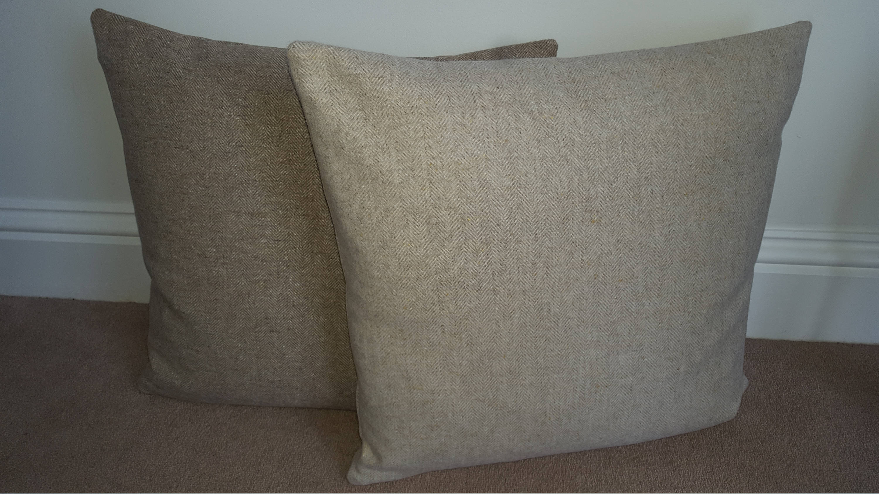Pair of Luxury Herringbone Woven Pale Gold Ivory Cushion Covers 45cm Shimmer