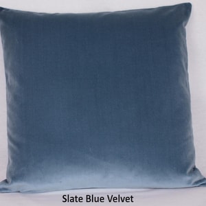 Slate Blue British Cotton Velvet Cushion Pillow Cover Square Rectangle Lumbar - Superior Quality