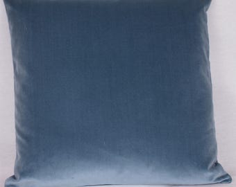 Funda de cojín de terciopelo de algodón británico azul pizarra, cuadrada, rectangular, lumbar - Calidad superior