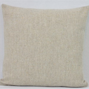Light Beige Herringbone Wool Abraham Moon British Wool Pillow Cushion Cover Square Lumbar Rectangle