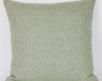 Sage Green Wool Parquet Check Design Abraham Moon British Made Wool Cushion Pillow Cover Square Rectangle Lumbar