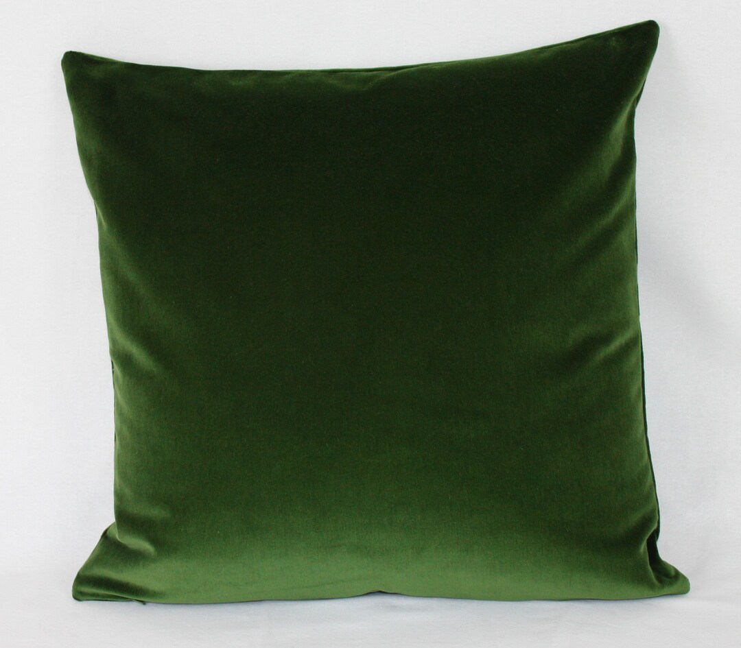 Dark Green British Cotton Velvet Cushion Pillow Cover Square Rectangle