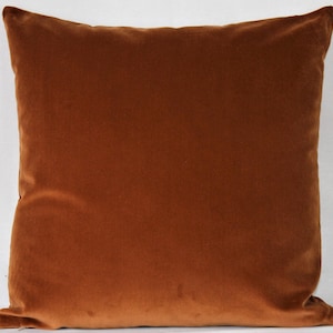 Bränd orange rostfärgad brittisk bomullssammet kudde örngott fyrkantigt rektangulärt ländryggsmönster - överlägsen kvalitet