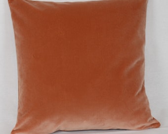 Terracotta Rose Salmon Pink British Cotton Velvet Cushion Pillow Cover Square Rectangle Lumbar - Superior Quality