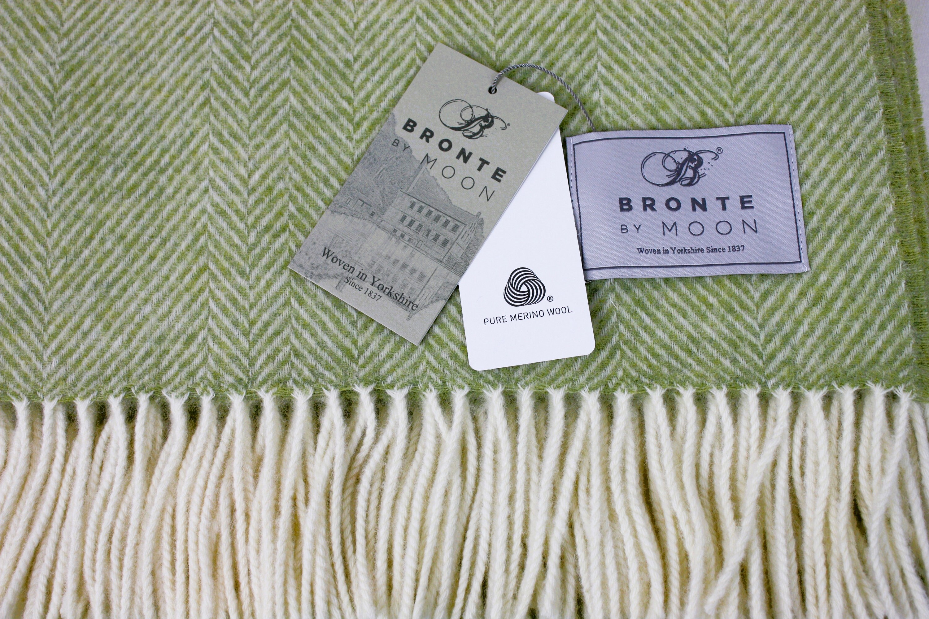 Bronte by Moon SAGE GREEN HERRINGBONE Merino Lambswool Throw Blanket Etsy