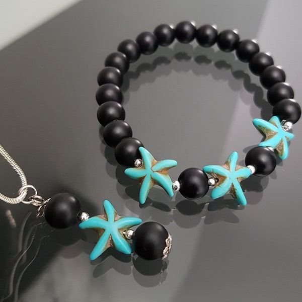 Bracelet et pendentif ''Blue starfish''