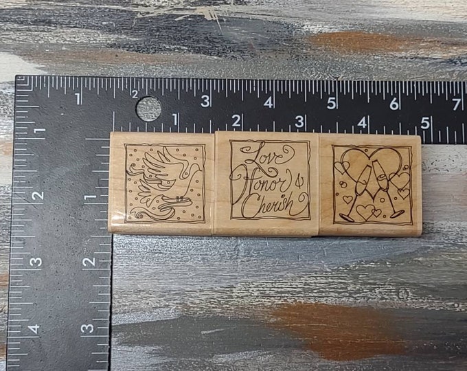 Inkadinkadoo stamps lot anniversary celebrate stamps • wood mounted rubber stamps set of 3