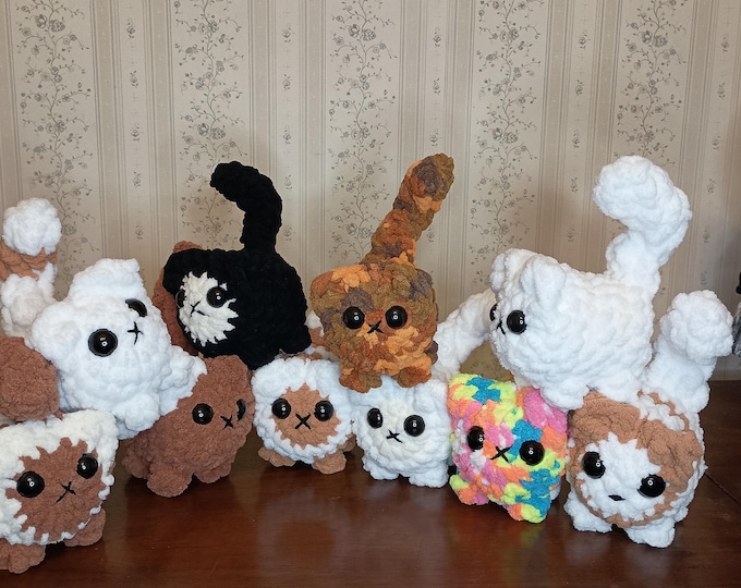 AMIGURUMI PLUSH CATS • little toy cats • stuffed cat animals all colors awesome stocking stuffer gift for cat lovers and animal enthusiast