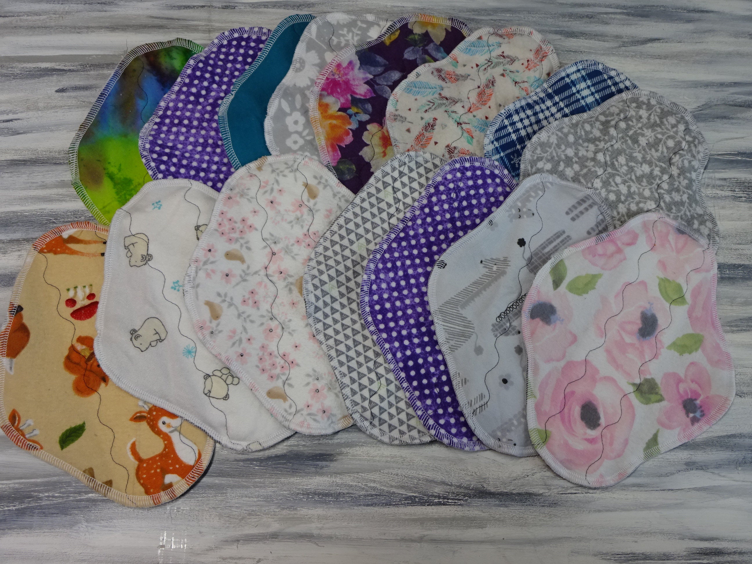 CUSTOM CLOTH PADS 9 inch long / 4 layers each pad / Reusable washable