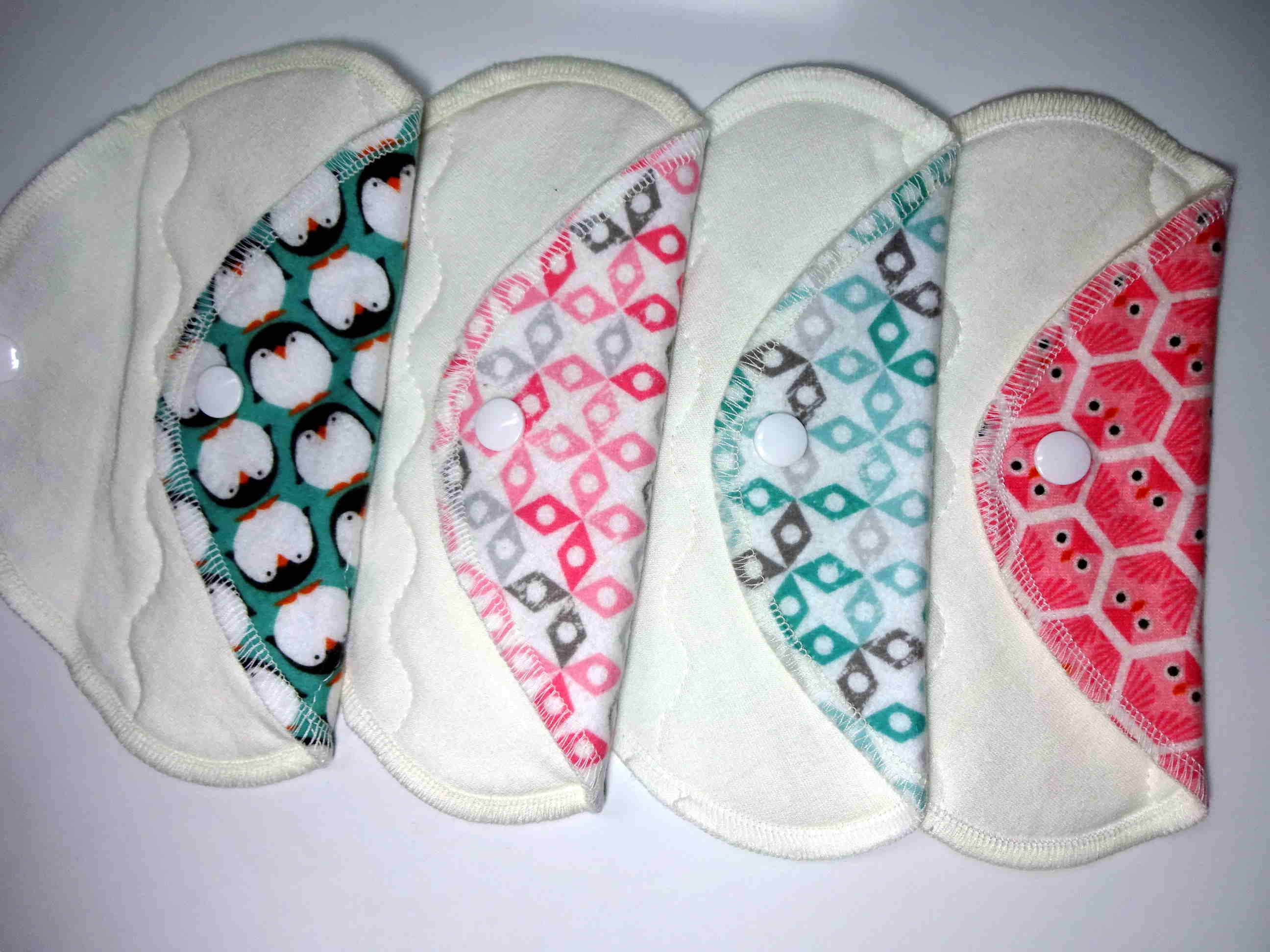 ORGANIC CLOTH PADS 6.5 & 8 Organic cotton fleece natural lady Pads