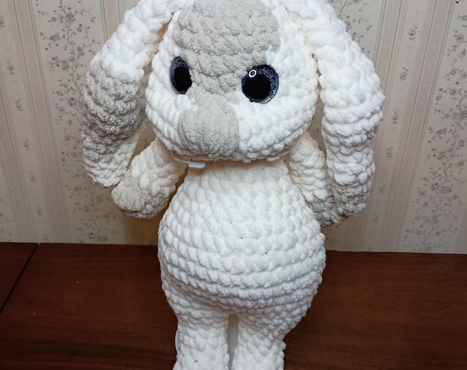 16 inch PLUSH BUNNY Rabbit, so sweet and cuddly, amigurumi plush bunny, crocheted bunny rabbit plushie toy • color- cream with tan spots