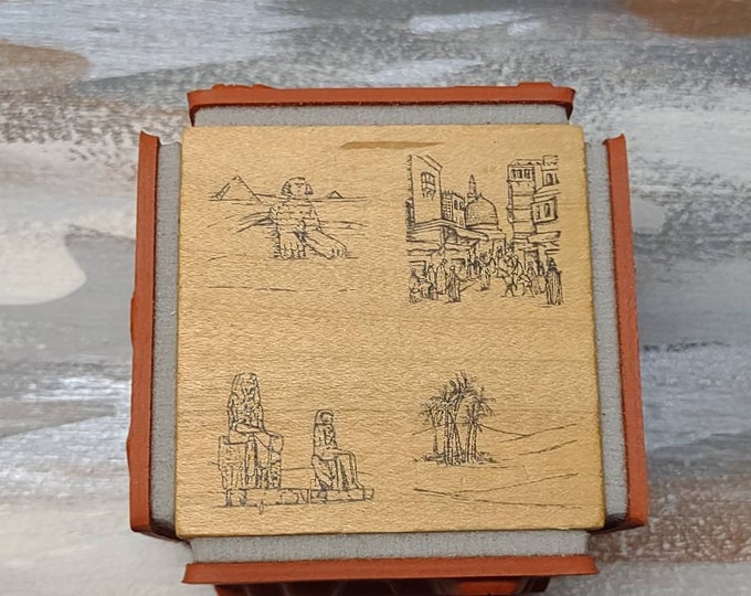 Judy kins cube stamp • wood mounted rubber stamp Egyptian cube