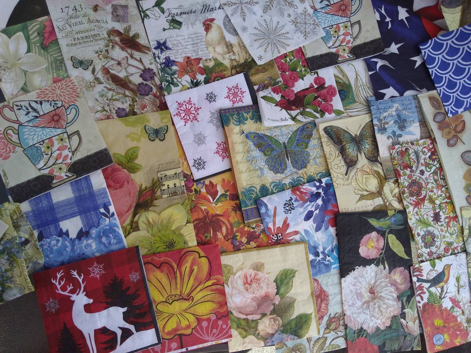 Variety pack of 12 napkins high quality napkins for collage mixed media