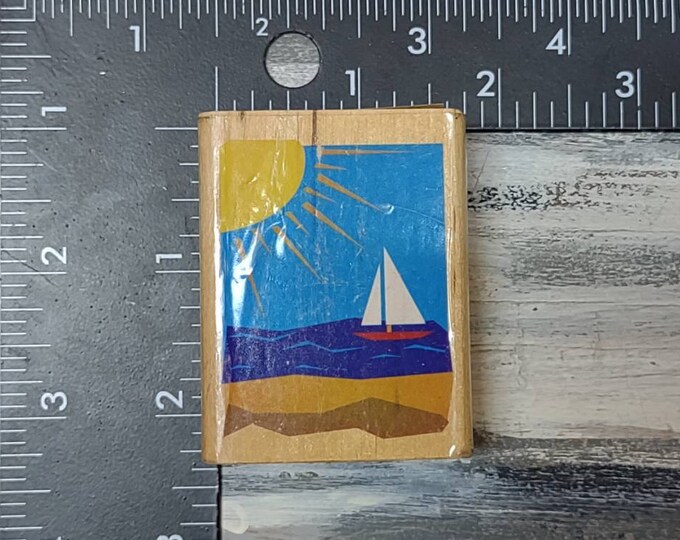 Summer beach boat red rubber wood mounted  stamp • cute ocean stamp