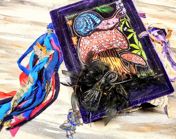 Featured listing image: NATURES DARKNESS GRIMOIRE Book • dark nature grimoire • psychedelic journal • large junk journal • •Huggableearth book