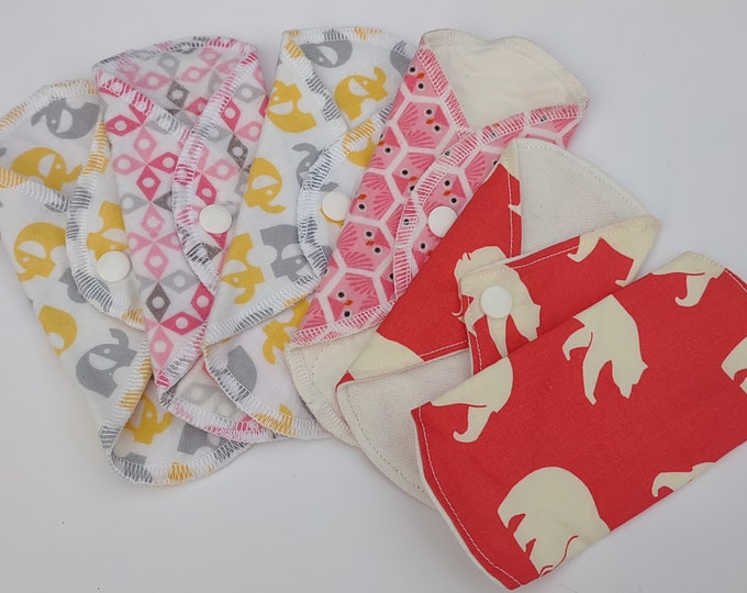 6 organic cotton CLOTH liners, PAD lot for every day wear