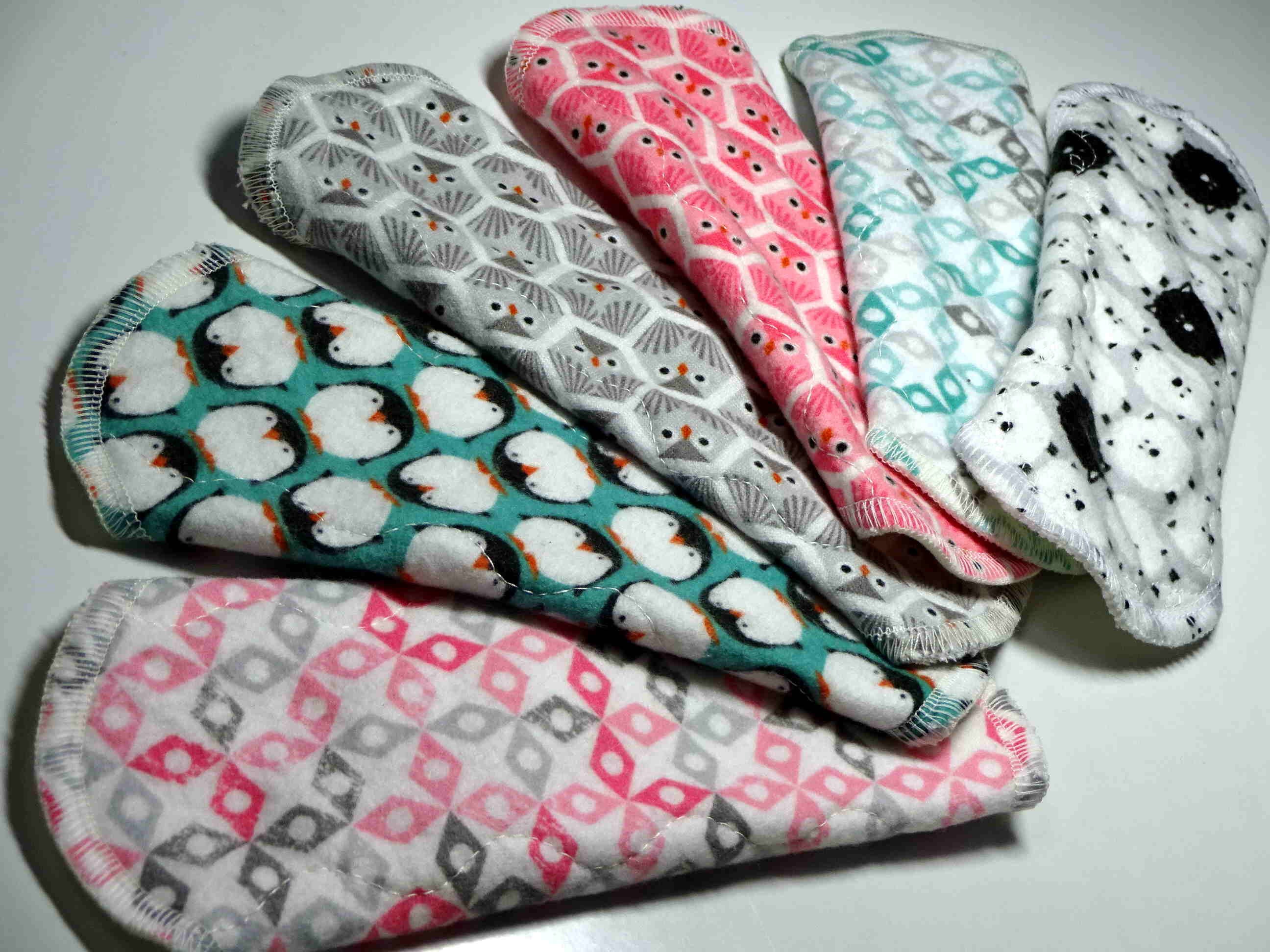 BAMBOO CLOTH PADS Layered organic cotton bamboo fleece core pads gift