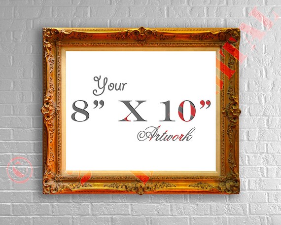Ornate Gold Wood Frame Wall Art Mockup 8x10 Horizontal