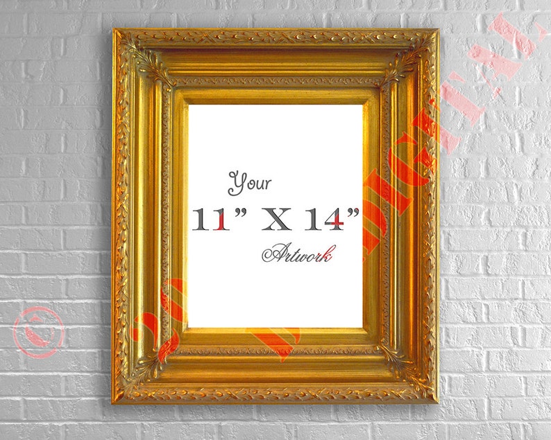 Ornate Gold Wood Frame Wall Art Mockup 11x14 Vertical White Etsy
