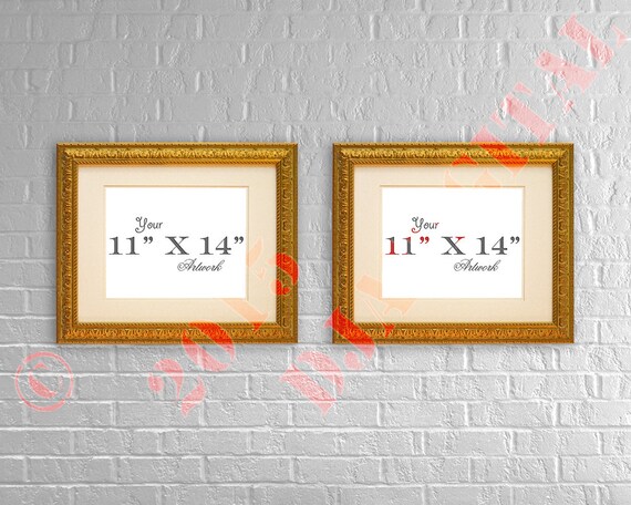 Maqueta De Exhibicion De Arte De Pared Marco De Oro Adornado Etsy