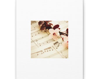 Vintage Sheet Music with Cherry Blossoms Canvas