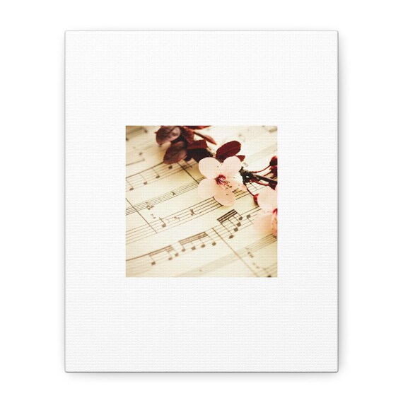 Vintage Sheet Music with Cherry Blossoms Canvas