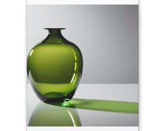 Green Glass Vase Still Life Matte Canvas
