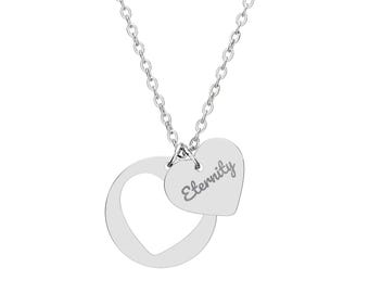 Handwritten Eternity Heart Cutout Necklace