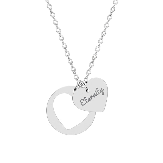 Handwritten Eternity Heart Cutout Necklace