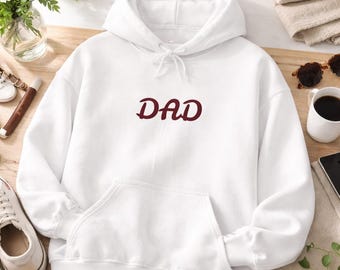 DAD Script Logo Hoodie | Dad Sweatshirt, White Pullover