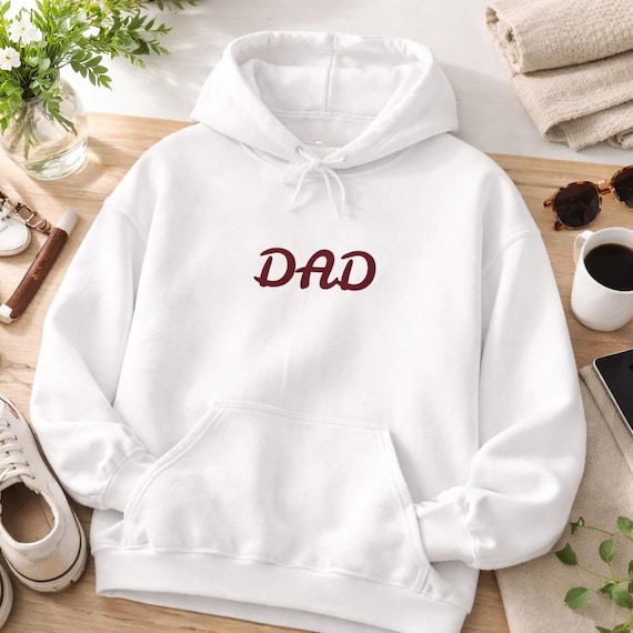 DAD Script Logo Hoodie | Dad Sweatshirt, White Pullover