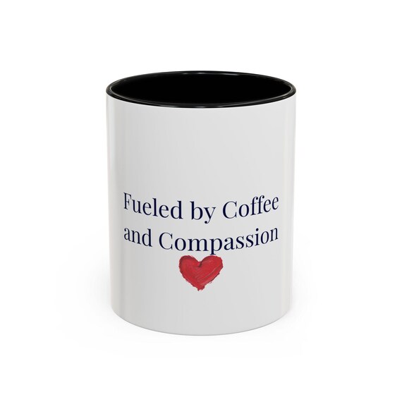Coffee and Compassion Mug | Watercolor Heart, Ceramic Accent Mug