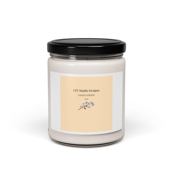 Candle, Clean Cotton Soy Candle | 9oz Minimal Floral Scent
